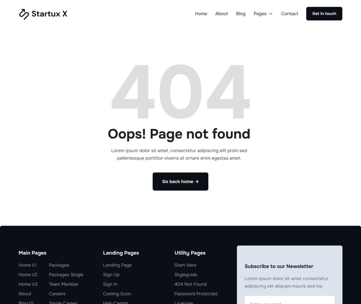 404 Not Found - Startux X Webflow Template