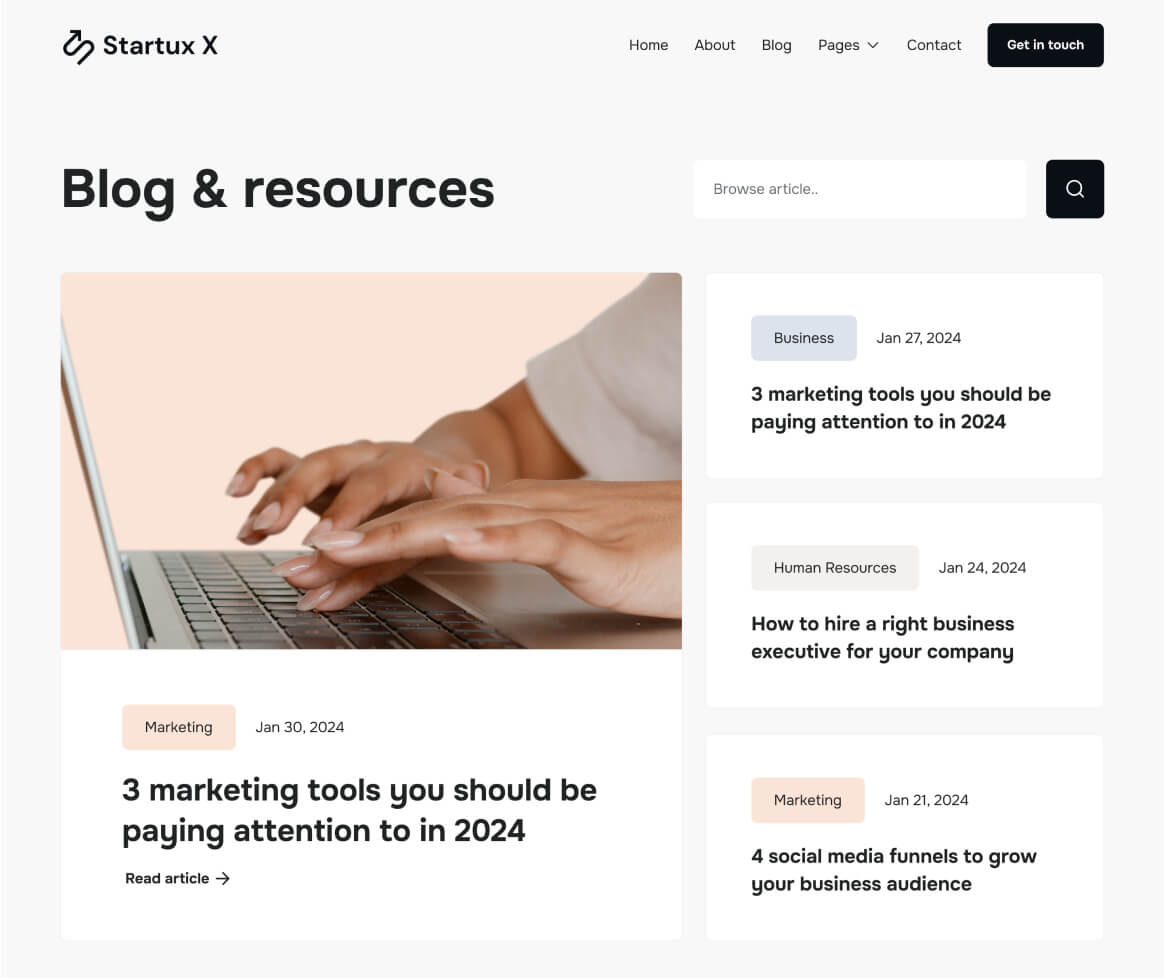 Blog V1 - Startux X Webflow Template