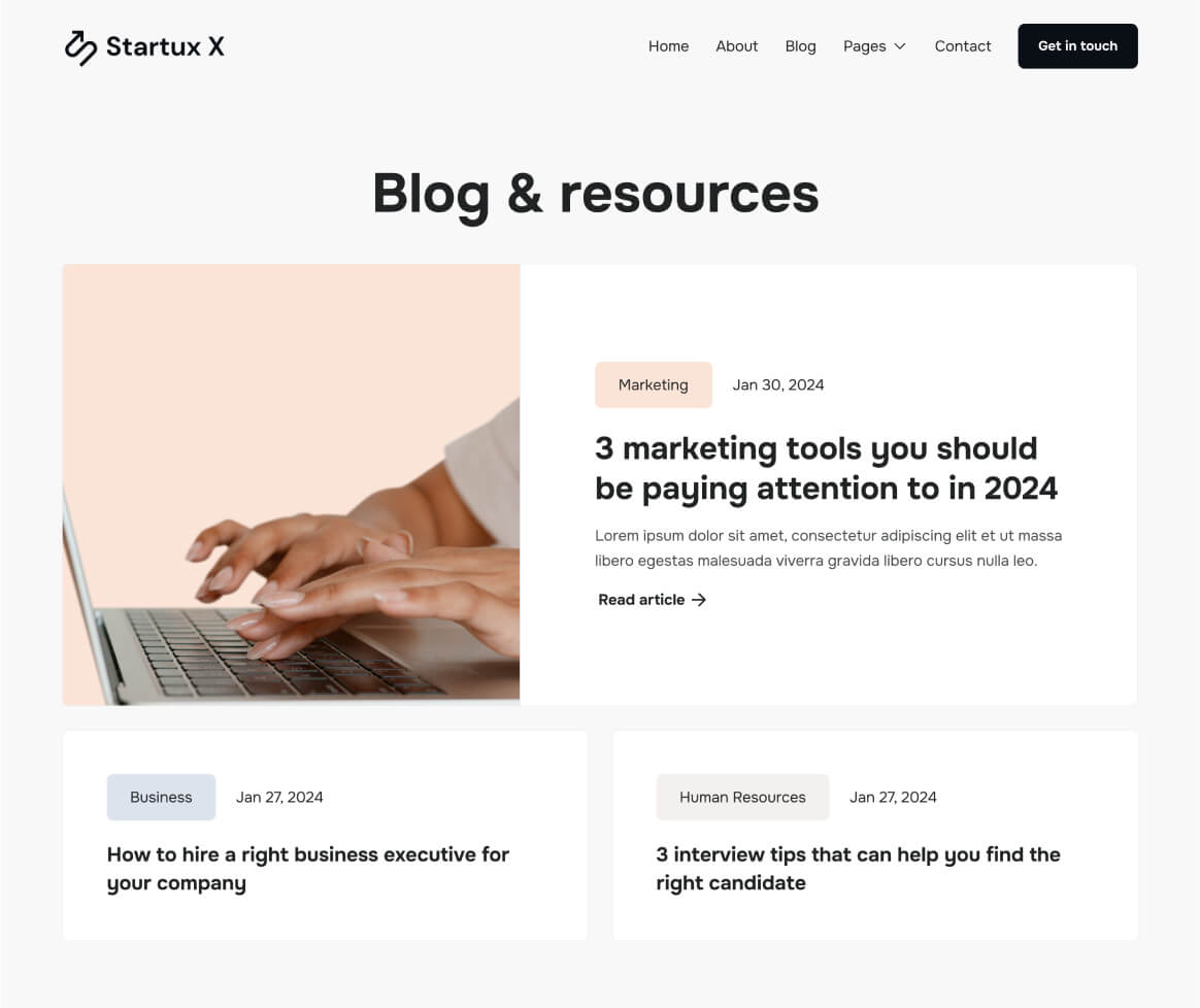 Blog V2 - Startux X Webflow Template