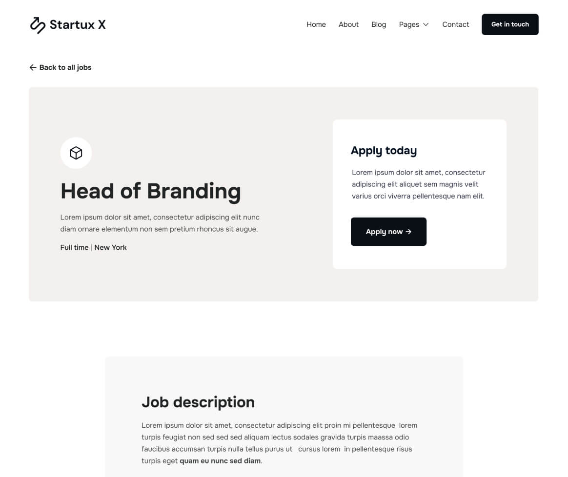 Careers Single - Startux X Webflow Template