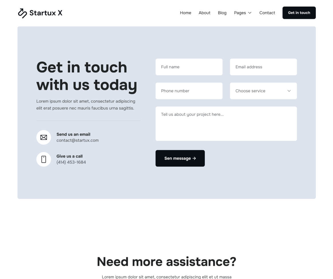 Contact V1 - Startux X Webflow Template