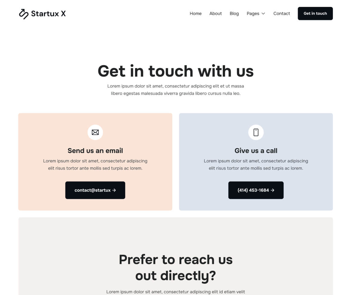 Contact V2 - Startux X Webflow Template