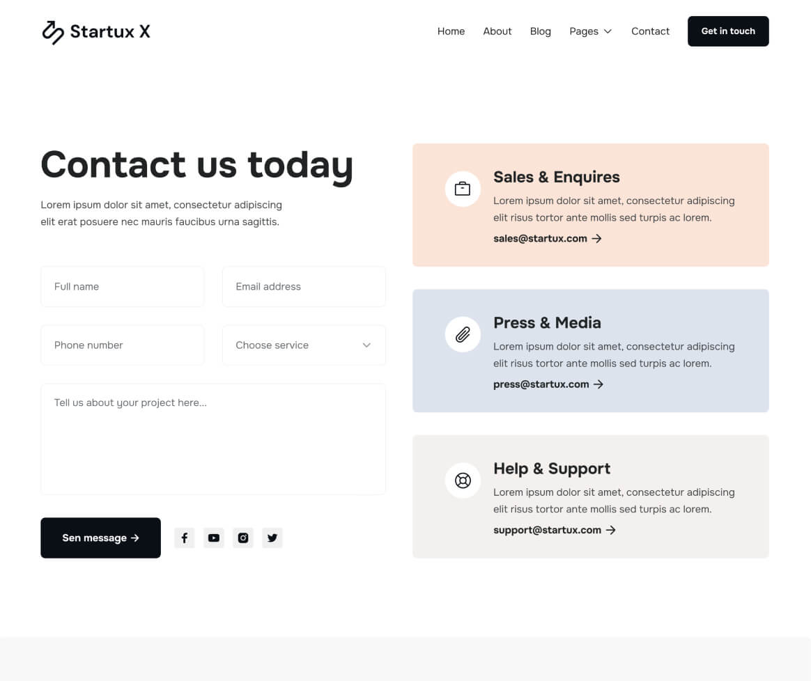 Contact V3 - Startux X Webflow Template