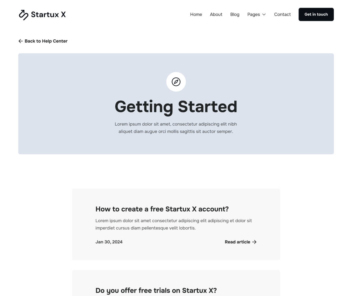 Help Center Category - Startux X Webflow Template