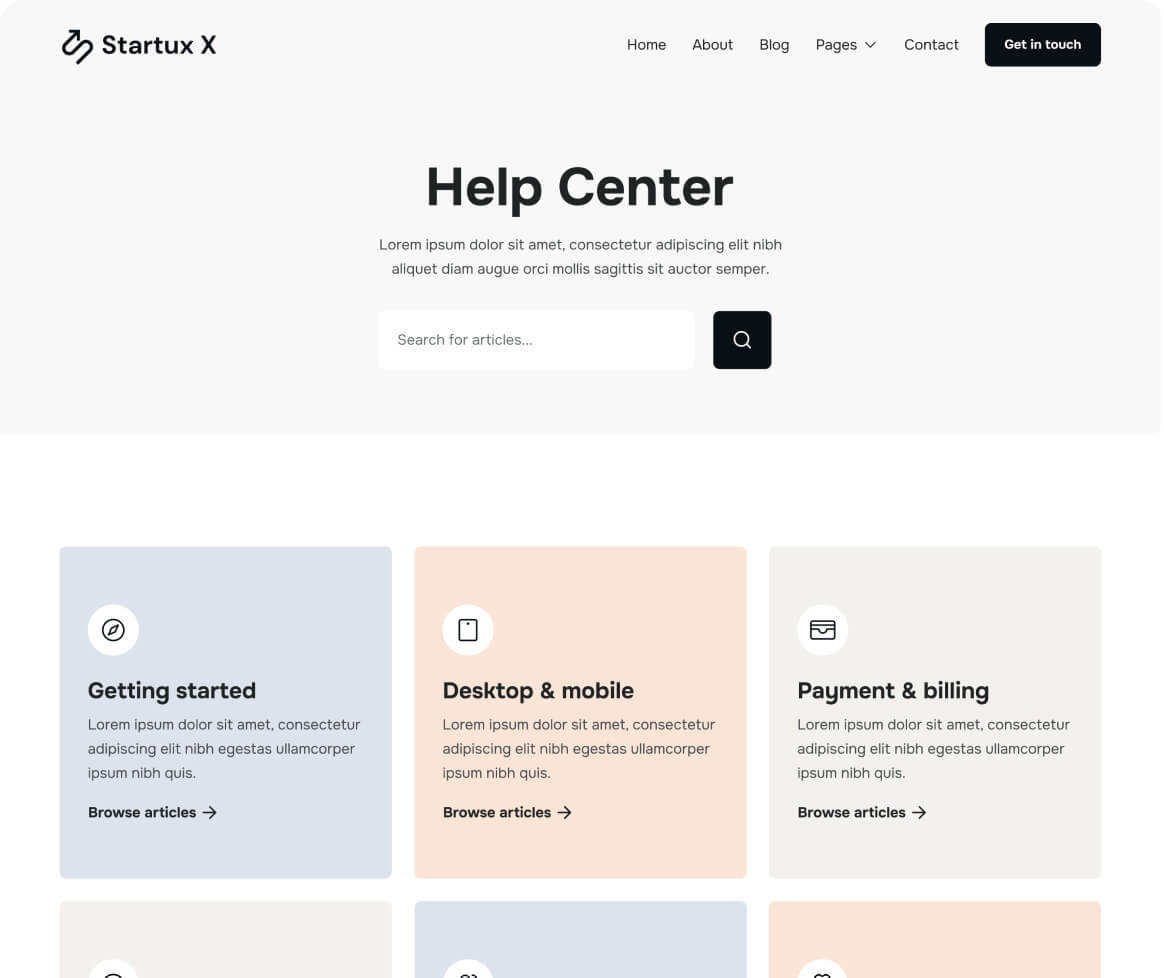 Help Center - Startux X Webflow Template