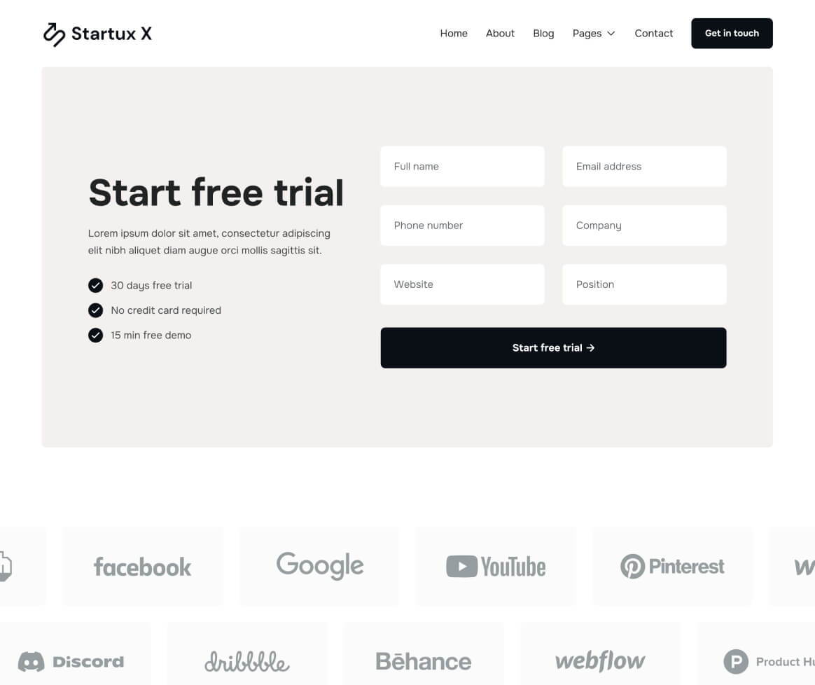 Landing Page - Startux X Webflow Template