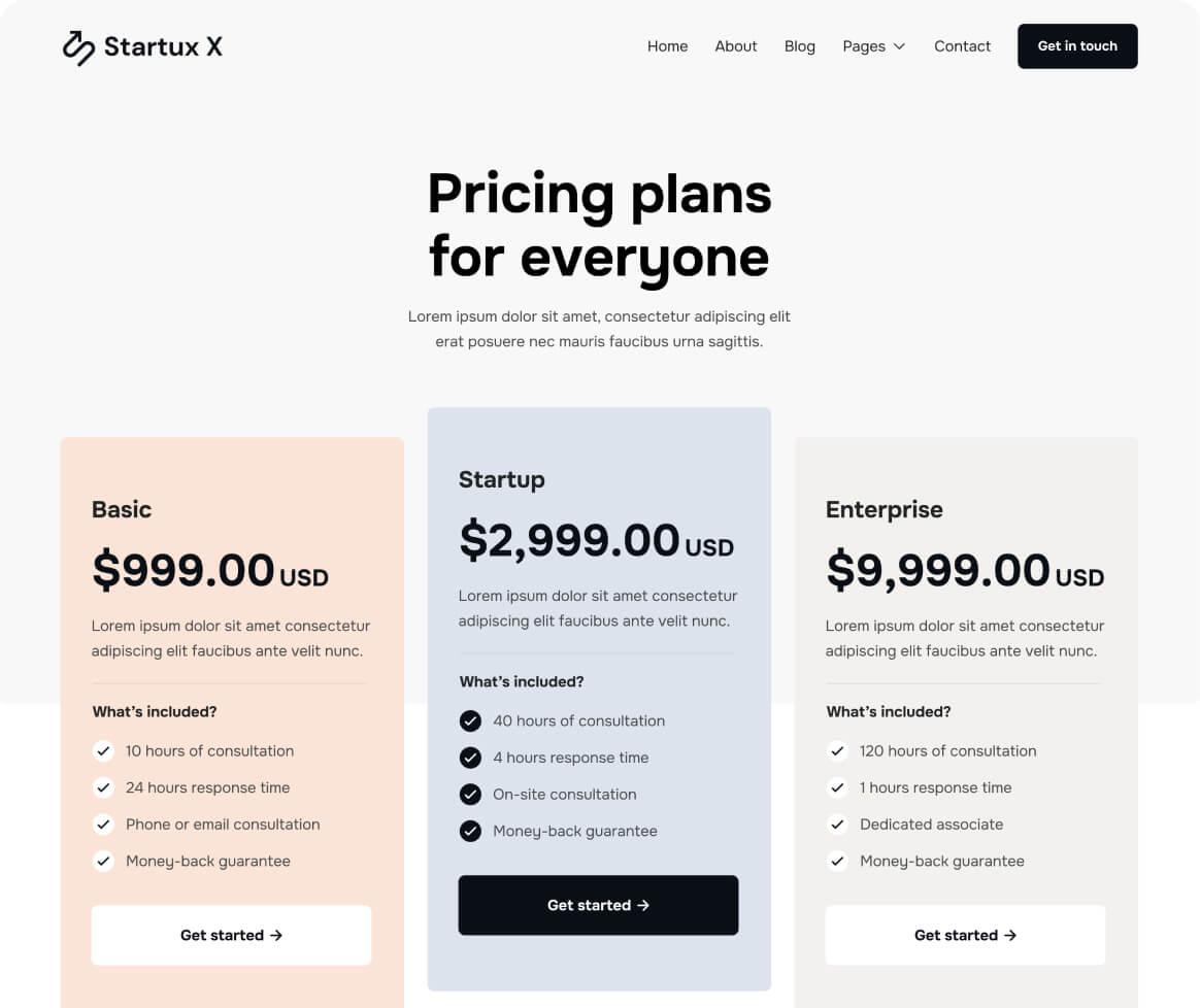 Package - Startux X Webflow Template