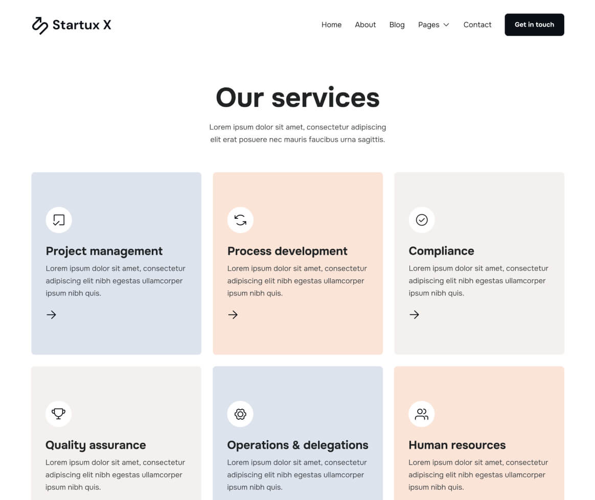 Services Page - Startux X Webflow Template