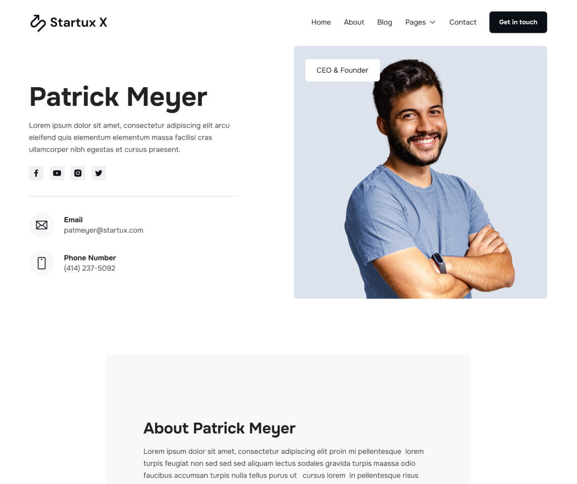 Team Member - Startux X Webflow Template